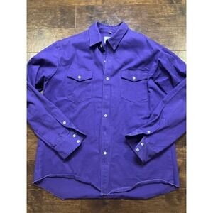 Brassada Mens Purple Western Rodeo Thick Heavy Wieght Purple Button Down L USA